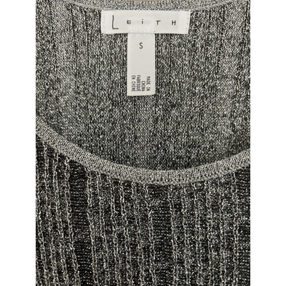 Leith Metallic Sparkle Gray Ribbed Tank Top Size Small New Years Eve Club Wear - Picture 4 of 7